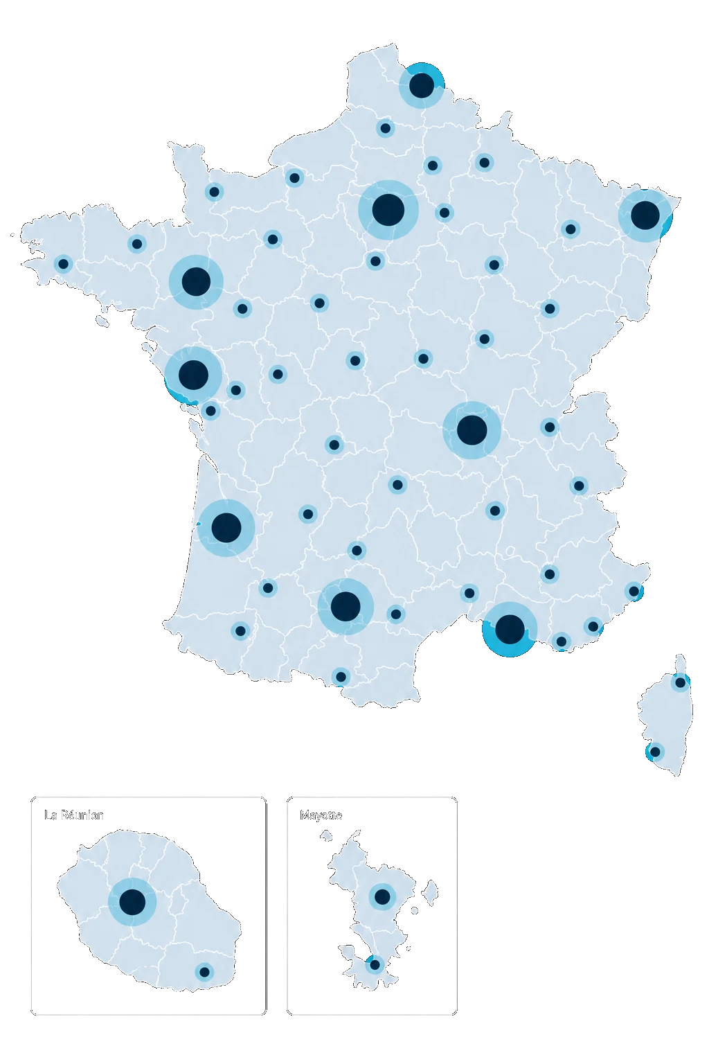 Carte de couverture Oprotect — cliquez pour voir les villes couvertes
